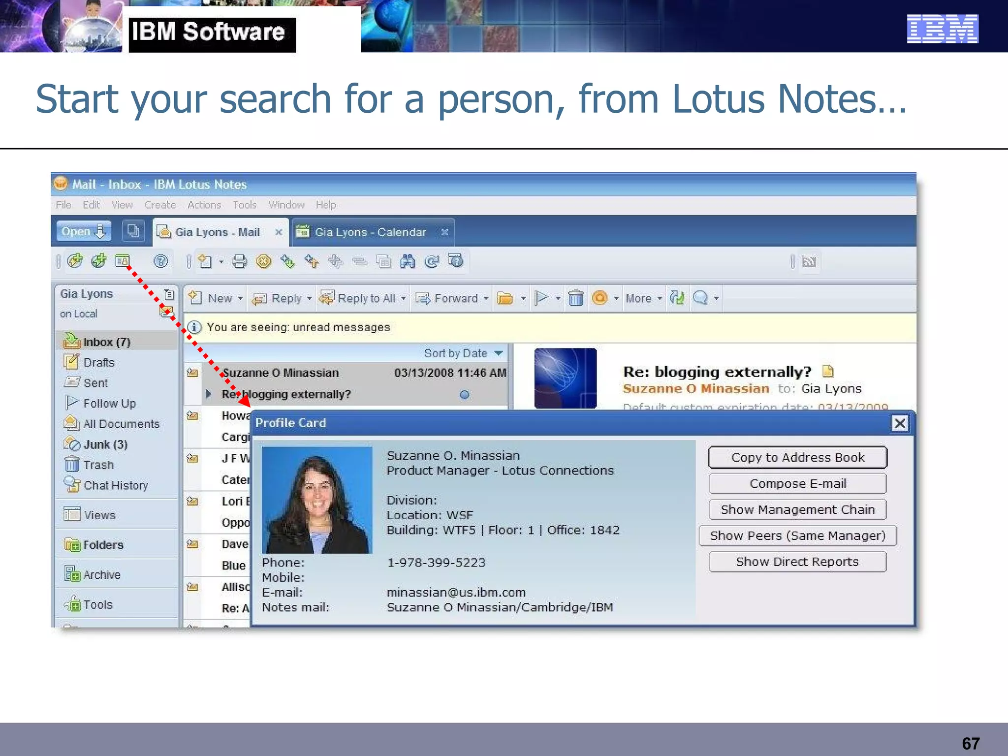 Start your search for a person, from Lotus Notes… 