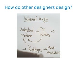 How do other designers learn
design?
● Design studies
● Design school
 