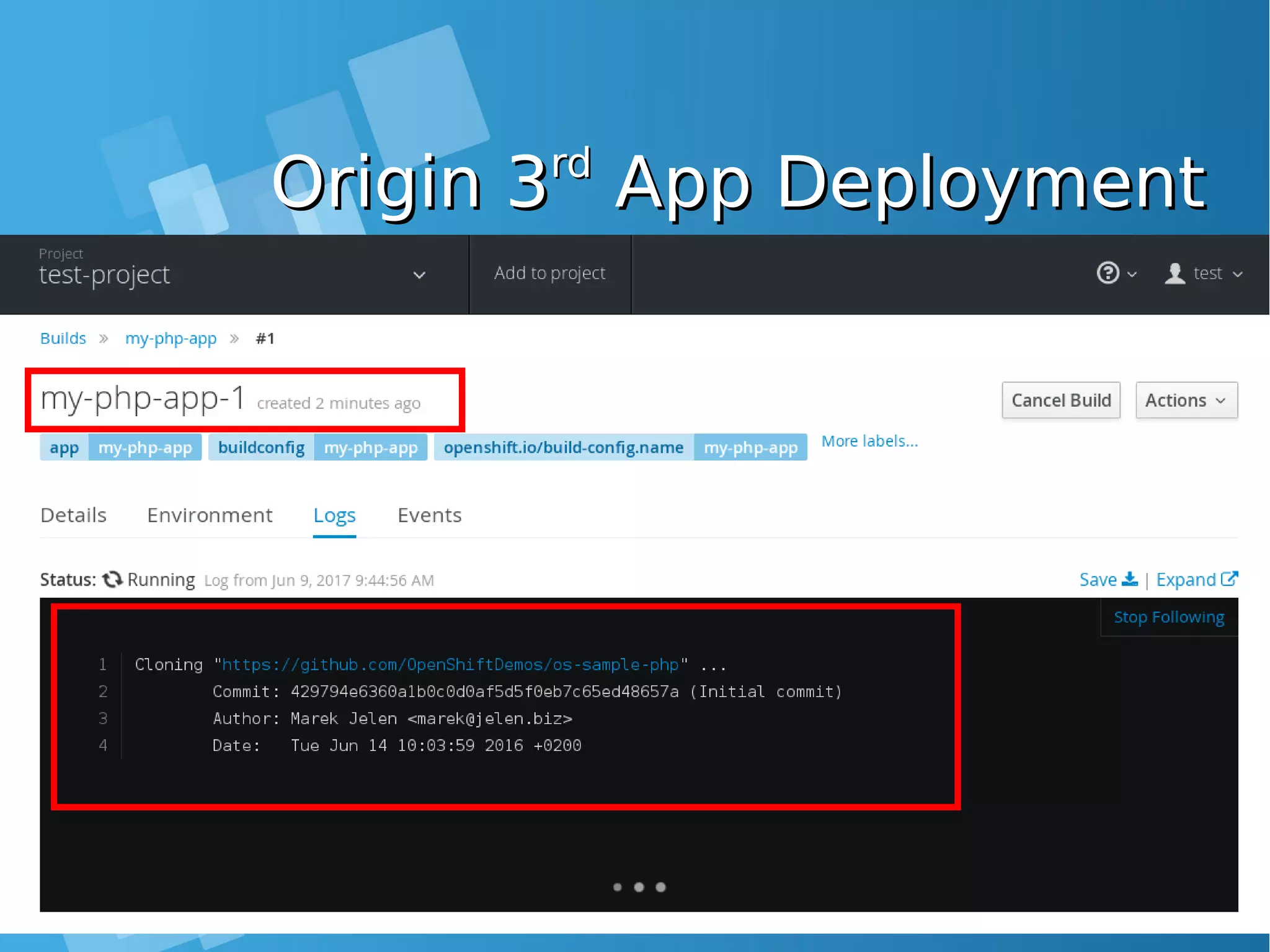 Origin 3Origin 3rdrd App DeploymentApp Deployment 
