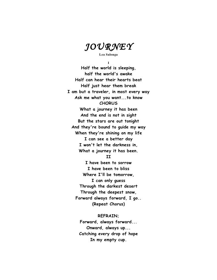 lyrics of the journey song by lea salonga