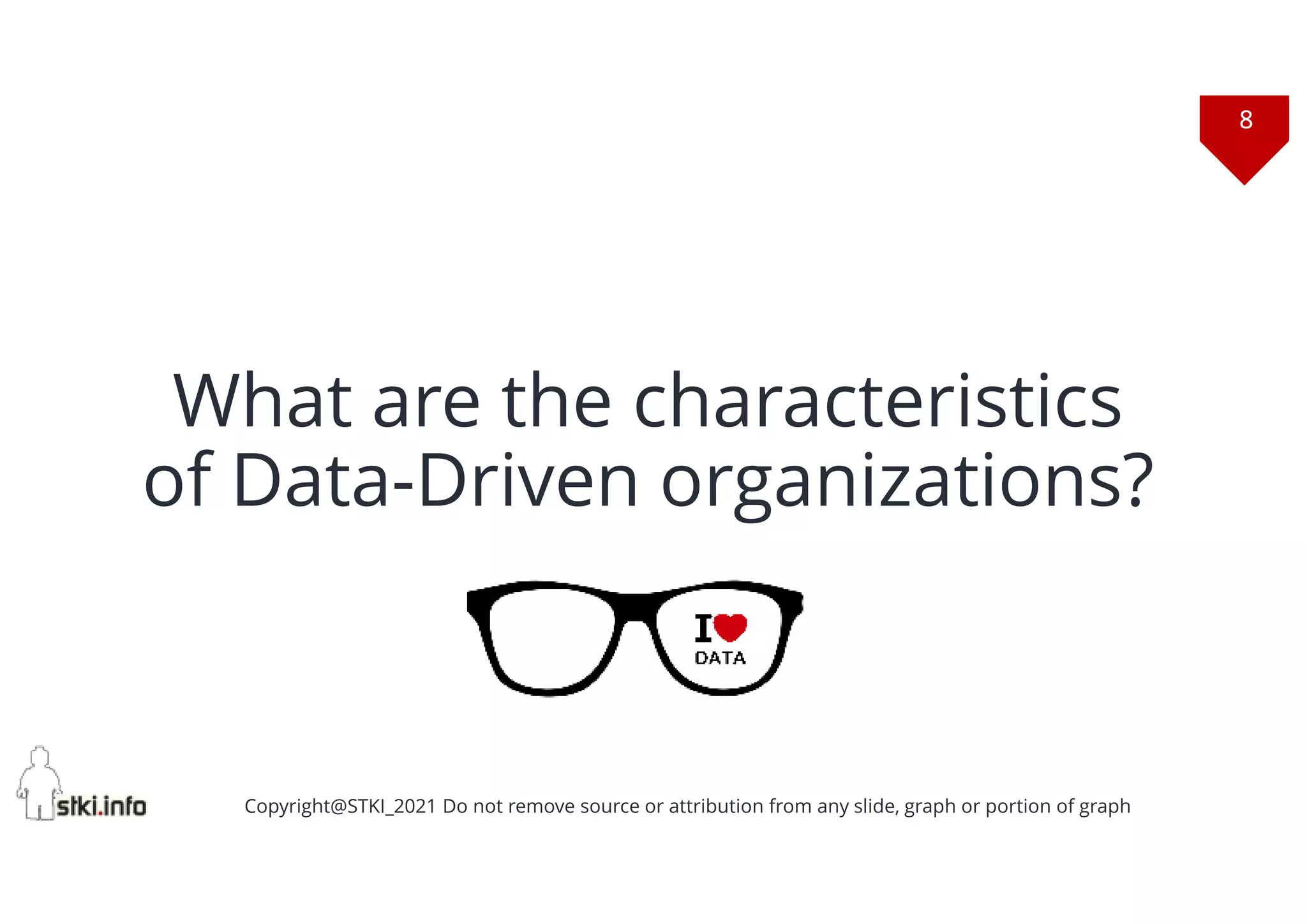 8
Copyright@STKI_2021 Do not remove source or attribution from any slide, graph or portion of graph
What are the characteristics
of Data-Driven organizations?
 