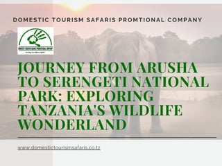 JOURNEY FROM ARUSHA
TO SERENGETI NATIONAL
PARK: EXPLORING
TANZANIA'S WILDLIFE
WONDERLAND
www.domestictourismsafaris.co.tz
DOMESTIC TOURISM SAFARIS PROMTIONAL COMPANY
 