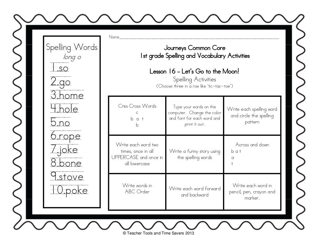 Journey's Spelling Lists