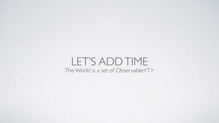 LET’S ADDTIME
The World is a set of Observable<T>
 