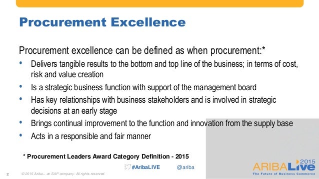 Journey towards Procurement Excellence through an Integrated SAP and