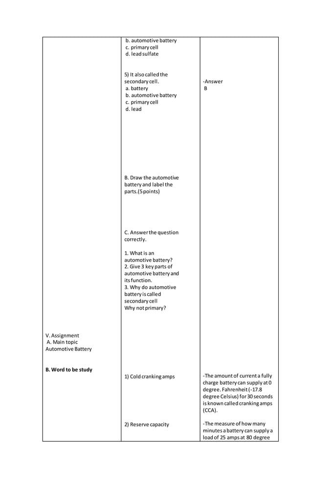 Detailed lesson plan in Automotive by jovanni PDF