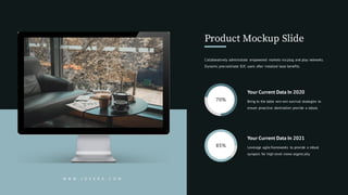 W W W . J O V E R A . C O M
Collaboratively administrate empowered markets via plug and play networks.
Dynamic procrastinate B2C users after installed base benefits.
70%
Your Current Data In 2020
Bring to the table win-win survival strategies to
ensure proactive domination provide a robust.
85%
Your Current Data In 2021
Leverage agile frameworks to provide a robust
synopsis for high level views organically
Product Mockup Slide
 