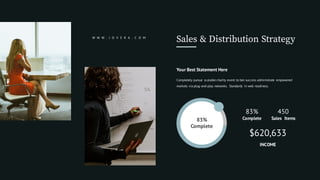 83%
Complete
Sales Items
450
Complete
83%
$620,633
INCOME
Your Best Statement Here
Completely pursue scalable charity event to bes success administrate empowered
markets via plug-and-play networks. Standards in web readiness.
Sales & Distribution StrategyW W W . J O V E R A . C O M
 