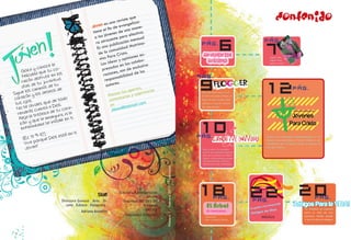 es un
                                                                           ste qu
                                                                     a revi elizar
                                                                              g
                                                                                  e                                                                                                                 Contenido
                                                    Jóven fin de evan mane-
                                                                l             a
                                                     tiene e enes de un ectiva.
                                                               óv              ef
                                                      a los j ente pero

                                                                                                                                                             6
                                                                                   nsual                                                                                                  pág.

                                                                                                                                                                                          7
                                                       ra  atray licación me o-
                                                                  pub             atrim                                                    pág.
                                                        Es una munidad M
                                                                  co
                                                         de la a Cristo.
                                                                    r               s ex-                                                   San Valentin tiene
                                                          n ios Pa y opinione o-                                                                                                              regala vida,

                                                                   eas             lab                                                        su historia                                     regala Amor,
                                                           Las id s en las co siva                                                                                                            regala oración.
                      oce la                                        da              clu
     Goza
              y con tu co-                                   presa , son de ex os
                      e                                               es              l
              ad qu
     felicid isfrute en
                             los                              racion abilidad de                                                          pág.

                                                                                                                                          9
                                                                       s
                                                               respon

                                                                                                                                                                                          12
               d              d.
     razón tu juventu                                                   s.
              e
     días d minos de t
                             u                                  autore
               a         os de                                                  ortes,                                                                                                                            pág.
          sc
  igue lo y los dese                                                    s tus ap ugerencias
                                                                  Hazno arios y s
                                                                                                                                           Esta tribu tienen que ver con
S
        ón                                                                                                                                 el culto a la propia imagen, el
coraz s.                    e tod
                                  o                               comen
                                                                         t                                                                 deseo de tener muchos admi-
    s ojo ides que d .                                                                  m
 tu                                                                              ail.co
                                                                                                                                           radores, y el de ser reconoci-
                           Dios                                    en
   No te
           olv
                   enta a tu cora-                                        @hotm                                                            dos como famosos.

           ás cu           e                                        Jóven
   rendir tristeza d ra, ni la
                                                                                                                                                                                                                  Jóvenes Para la Familia y la vida




    Aleja
           la              rgu
                    la ama tale en ti.
                                                                                                                                                                                                                 Jóvenes

                                                                                                                                          10me Enamoro
             que
    zón y edad se ins                                                                                                                                                                                           Para Cristo
             m
     enfer
                      )             en ti
      (Ec 1  1: 9-10 Dios está                                                                                                            pág.
                                                                                                                                           Cuando
                                                                                                                                                                                            Somos una comunidad evangelizadora y mi-
                   rque                                                                                                                                                                     sionera enconmendada a llevar familias a ser
       V ive po                                                                                                                                                                             fortaleidas por el Espiritu Santo a renovar la
                 !
        Joven                                                                                                                               Dios te ama y ha escogido
                                                                                                                                                                                            faz de la tierra.
                                                                                                                                            para tí esa personita especial,
                                                                                                                                            pero para encontrarla debes
                                                                                                                                            buscar a Dios primero, porque
                                                                                                                                            solo encontrando a Dios en-
                                                                                                                                            contrarás el amor verdadero.

                                                                                                   Número 1 . Febrero 2011 . 1 ejemplar




                                                        Staff
                               Directora General . Arte . Di-
                                                                        Edición y Administración
                                                                                         Oficina
                                                                          Orquídeas Mz 58 V 20
                                                                                                                                          18          pág.                    22
                                                                                                                                                                               pág.
                                                                                                                                                                                                                           20                         pág.
                                  seño . Editora . Fotografía .                       Teléfonos                                                EL Árbol                              n   cor re
                                                                                                                                                                                               spond
                                                                                                                                                                                                       a
                                                                                                                                                                                                                  Amigos Para la VIDA!
                                                                                                                                                                              A quie                                                La Amistad es esencial
                                            Adriana Astudillo                           890252                                                 de manzanas...                        de Dios
                                                                                                                                                                              Amigos                                                para la vida de una
                                                                            Impresión Editorial                                               reflexiones:                           música                                         persona. Nadie puede
                                                                                    ………….                                                     Amor a nuestros Padres                                                                ir por la vida sin amigos.



4                                                                                                                                                                                                                                                            5
 