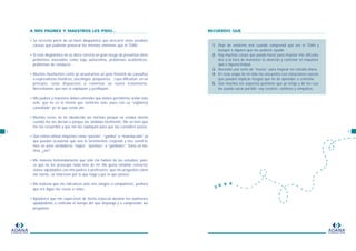 A MIS PADRES Y MAESTROS LES PIDO…
• Se necesita partir de un buen diagnóstico que descarte otras posibles
causas que pudieran provocar los mismos síntomas que el TDAH.
• Si este diagnóstico no se diera correría un gran riesgo de presentar otros
problemas asociados como baja autoestima, problemas académicos,
problemas de conducta…
• Muchos muchachos como yo arrastramos un gran historial de consultas
a especialistas (médicos, psicólogos, psiquiatras…) que dificultan, en un
principio, estar dispuestos a comenzar un nuevo tratamiento.
Necesitamos que nos lo expliquen y justifiquen.
• Mis padres y maestros deben entender que deben permitirme andar más
solo, que no es lo mismo que sentirme solo, pues con su “vigilancia
camuflada” yo sé que están ahí.
• Muchas veces no he obedecido las normas porque no estaba atento
cuando me las decían o porque las olvidaba fácilmente. Me va bien que
me las recuerden y que me las expliquen para que las considere justas.
• Que eviten utilizar etiquetas como “pasota”, “gandul” o “maleducado” ya
que pueden ocasionar que nos lo terminemos creyendo y nos convirta-
mos en unos verdaderos “vagos” “pasotas” o “gandules”. Sería un lás-
tima, ¿no?.
• Me molesta tremendamente que sólo me hablen de los estudios, pare-
ce que no les preocupe nada más de mí. Me gusta entablar conversa-
ciones agradables con mis padres o profesores, que me pregunten como
me siento, se interesen por lo que hago y por lo que pienso.
• Me molesta que me ridiculicen ante mis amigos o compañeros, prefiero
que me digan las cosas a solas.
• Agradezco que me supervisen de forma especial durante los exámenes
ayudándome a controlar el tiempo del que dispongo y a comprender las
preguntas.
ADANA
FUNDACION
8
RECUERDO QUE
1. Dejé de sentirme mal cuando comprendí qué era el TDAH y
busqué a alguien que me pudiese ayudar.
2. Hay muchas cosas que puedo hacer para mejorar mis dificulta-
des a la hora de mantener la atención y controlar mi impulsivi-
dad o hiperactividad.
3. Necesito una serie de “trucos” para mejorar mi estudio diario.
4. En esta etapa de mi vida me encuentro con situaciones nuevas
que pueden implicar riesgos que he de aprender a controlar.
5. Son muchos los aspectos positivos que yo tengo y de los cua-
les puedo sacar partido: soy creativo, cariñoso y simpático.
ADANA
FUNDACION
9
 