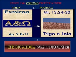 EXISTE UMA CONEXÃO PROFÉTICA ENTRE
IGREJA E PARÁBOLA
E
 