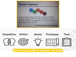 8
© 2016 Bill Burnett & Dave Evans
get curious, talk to people, try stuff!
 