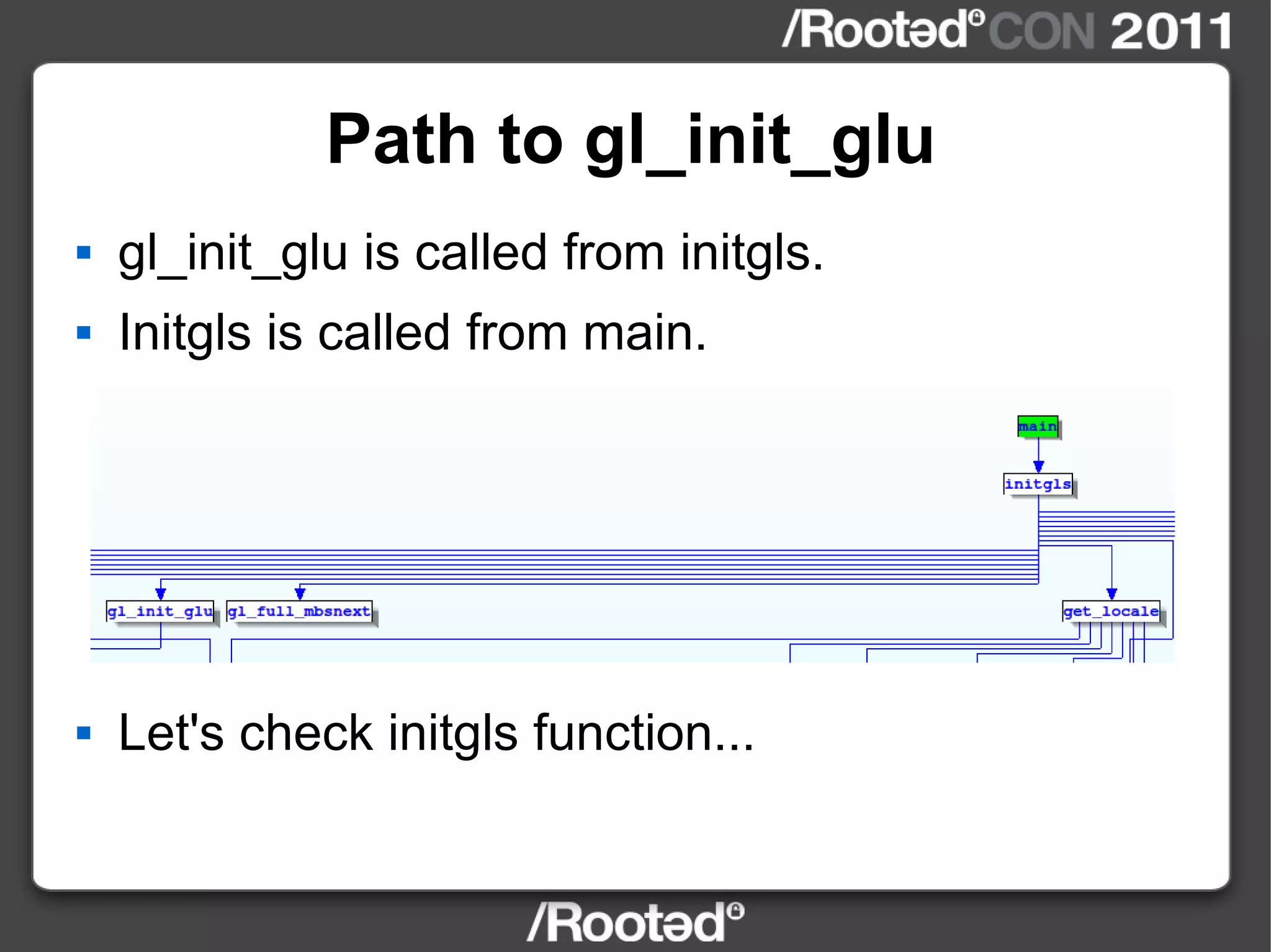 Path to gl_init_glu gl_init_glu is called from initgls. Initgls is called from main. Let's check initgls function... 