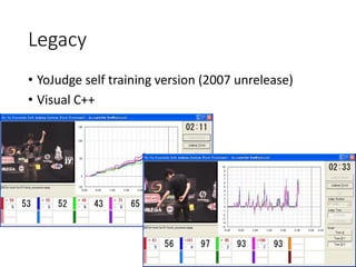 Legacy
• YoJudge self training version (2007 unrelease)
• Visual C++
 