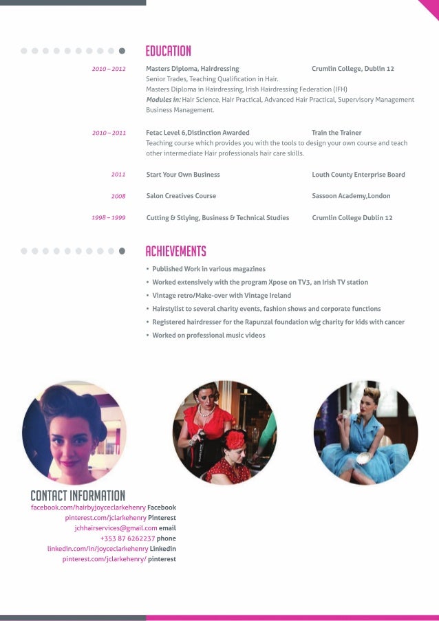 resume for hairstylist