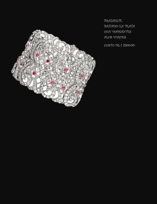 BRAZALETE
BAÑADO EN PLATA
CON DIAMANTES
ALOS VORDES
COSTO DE $ 2500.00

 