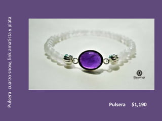 Pulsera
cuarzo
snow,
link
amatista
y
plata
Pulsera $1,190
 