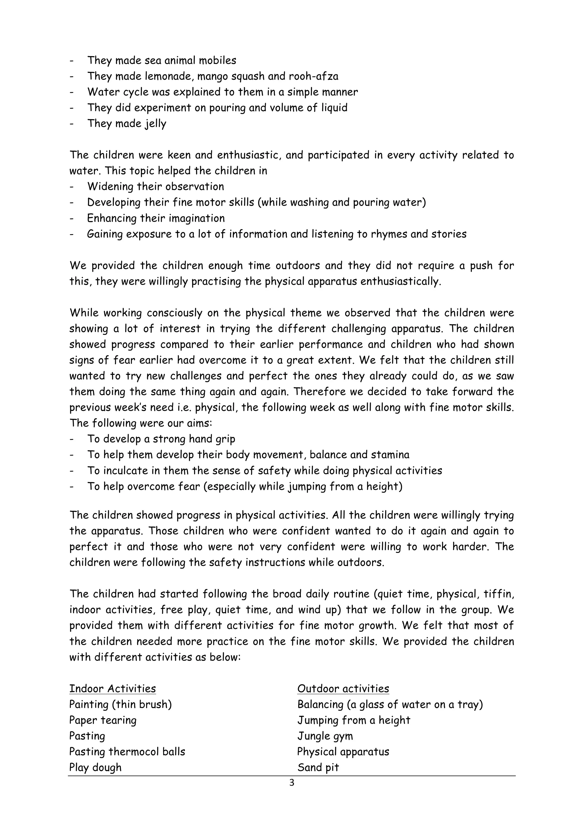 L'avenir preschool - Sample report | PDF