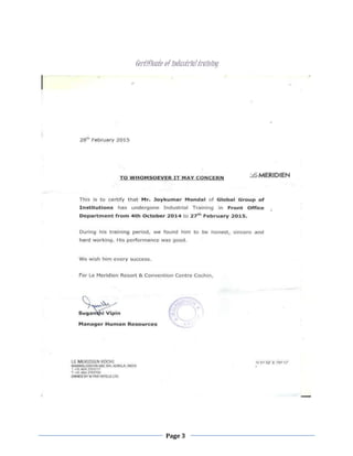 Page 3
Certificate of industrial training
 