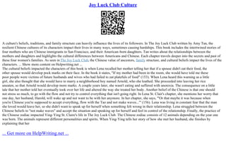 Joy Luck Club Culture | PPT