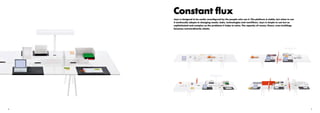 8 9
Constant flux
Joyn is designed to be easily reconfigured by the people who use it. The platform is stable, but when in use
it continually adapts to changing needs, tasks, technologies and workflows. Joyn is simple to use but as
sophisticated and complex as the problems it helps to solve. The capacity of rooms, floors, even buildings
becomes extraordinarily elastic.
 