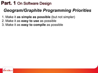 Part. 1 On Software Design
1. Make it as simple as possible (but not simpler)
2. Make it as easy to use as possible
3. Mak...