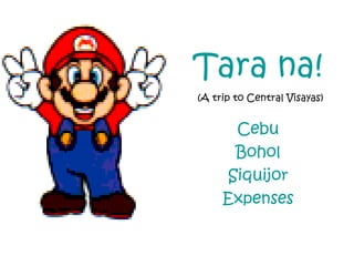 Tara na!
(A trip to Central Visayas)


      Cebu
      Bohol
     Siquijor
     Expenses
 