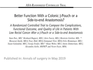 Published in: Annals of surgery in May 2019
 