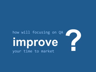 how will focusing on QA
improve
your time to market
 