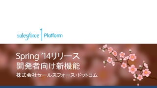Spring ’14リリース
開発者向け新機能
株式会社セールスフォース・ドットコム
 