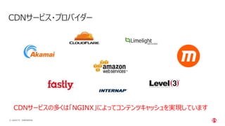 | ©2020 F58 CONFIDENTIAL
CDNサービス・プロバイダー
CDNサービスの多くは「NGINX」によってコンテンツキャッシュを実現しています
 