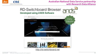 Australian National Data Service partnership
with Research Data Alliance
14/07/2016 Efficient infrastructure for UK resear...