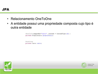JPARelacionamento OneToOneA entidade possui uma propriedade composta cujo tipo é outra entidade