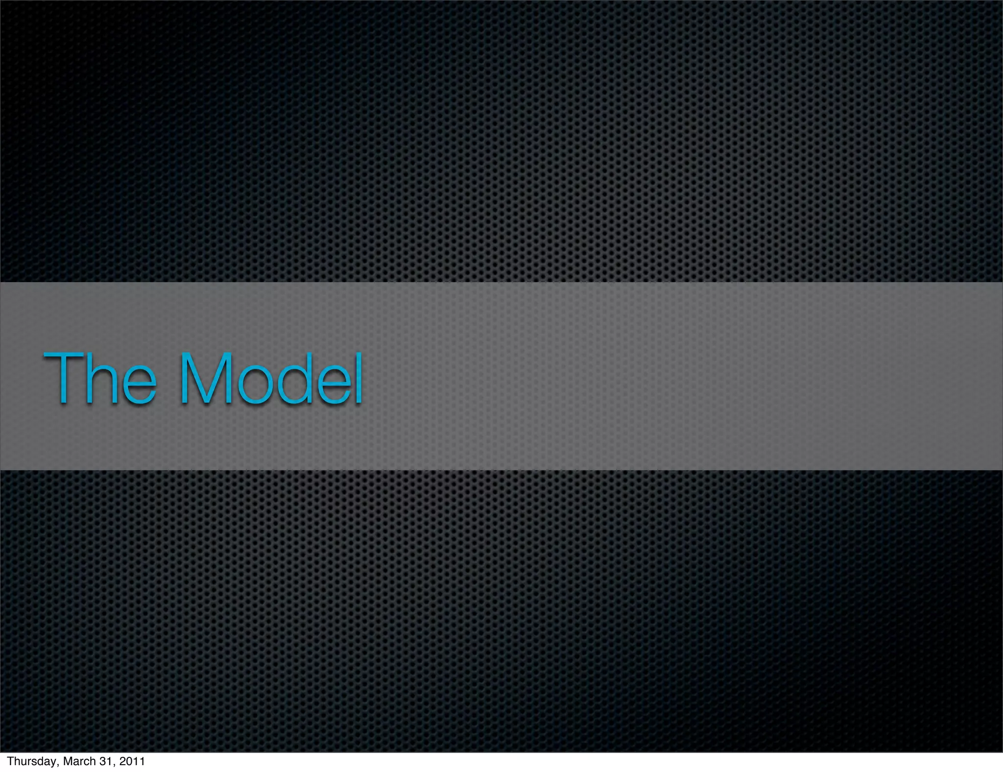 The Model




Thursday, March 31, 2011
 