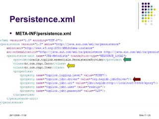 Persistence.xml META-INF/persistence.xml Slide   / 20 28/11/2008 -  10:58 