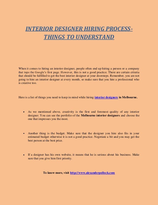 Interior Designer Hiring Process Things To Understand