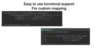 Easy to use functional support
For custom mapping
 