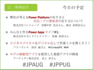  礬Power Platformڤ귽
?ץ_kߤڤ귽ˤĤ
ʽ祽ȥ` CTOд ̫ɣ ҮӤ
 ߤʤPower Apps 饤#1
ʽ祻ɥեȥ` R 椵
 ӥͥץǥ뻯Iߥo
ե` ǰ \ Microsoft MVP
 ǥlͥץʹäIեץ_k
`ƥʽ  i
դ趨B
#JPAUG #JPPUG
 
