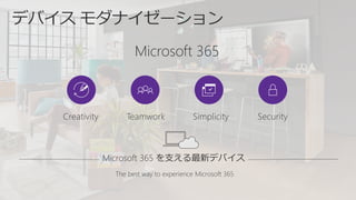 The best way to experience Microsoft 365
Microsoft 365 を支える最新デバイス
 