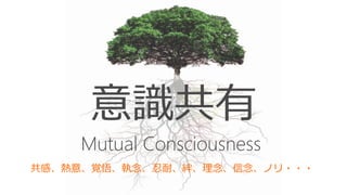意識共有
Mutual Consciousness
共感、熱意、覚悟、執念、忍耐、絆、理念、信念、ノリ・・・
 