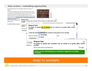 Data curation :: embedding opportunities




                                                       design for serendipity
 © J. Phua & D.Degler • Design for Context • 1 December 2011                    25
 