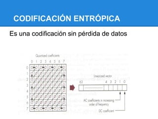 CODIFICACIÓN ENTRÓPICA
Es una codificación sin pérdida de datos