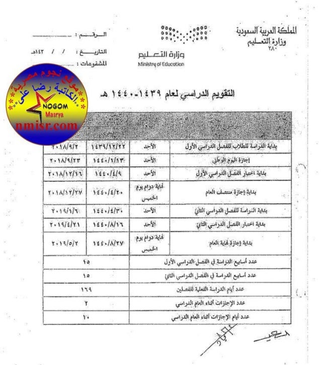 التقويم الدراسي 1439 1440 موعد بداية الدراسة فى السعودية
