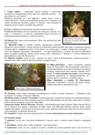 М.Рильський "У теплі дні збирання винограду". ЗНО