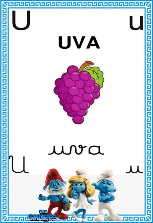 Alfabeto personalizado Smurfs - Letra U à letra Z
