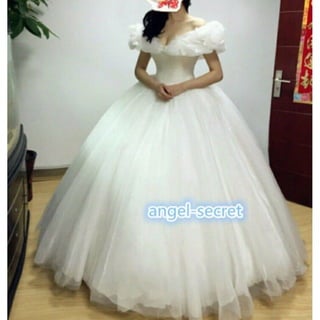 P301 MOVIE COSPLAY COSTUME CINDERELLA 2015 ELLA WHITE DRESS WEDDING BRIDAL