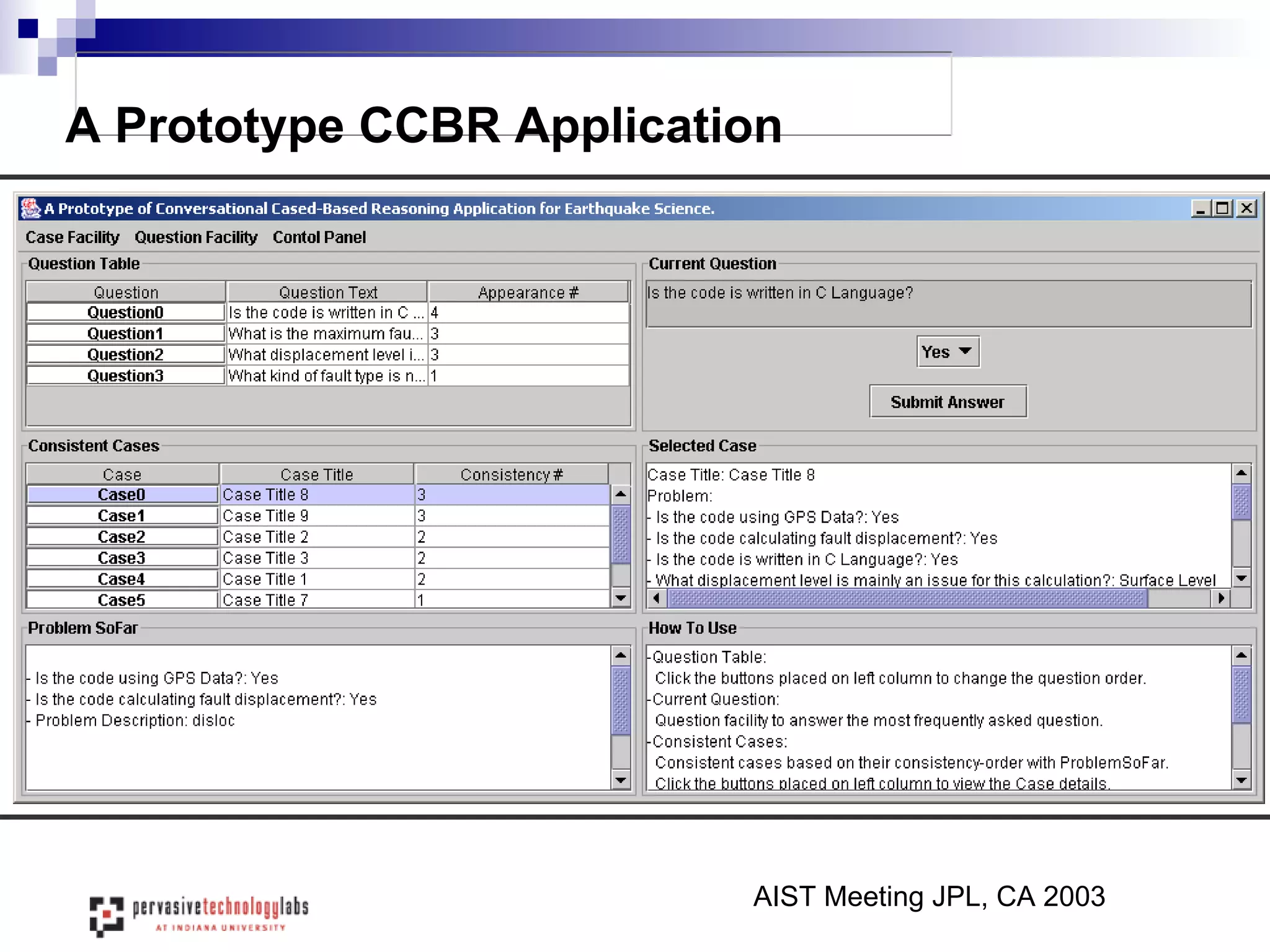 A Prototype CCBR Application AIST Meeting JPL, CA 2003 