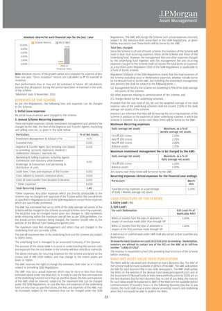 Absolute returns for each financial year for the last 1 year                      Regulations. The AMC will charge the Scheme such actual expenses incurred,
                                                                                         subject to the statutory limit prescribed in the SEBI Regulations, as given
                  Scheme Returns        MSCI EMEA                                        below. Any excess over these limits will be borne by the AMC.
    10.00% –
                                                *8.33%
     8.00% –                                                                             Total fees charged:
     6.00% –
                                                                                         Since the Scheme is a Fund of Funds scheme, the investors of the Scheme will
                                                                                         have to bear dual recurring expenses, those of the Scheme and those of the
     4.00% –                                                                             Underlying fund. However, the management fees and other expenses charged
     2.00% –                           *0.46%                                            by the Underlying fund together with the management fee and recurring
     0.00% –                                                                             expenses charged to the Scheme shall not exceed the total limits on expenses
                                          2010-11                                        as prescribed under Regulation 52(6) of the SEBI Regulations as applicable to
                                      Financial Years
                                                                                         a Fund of Funds scheme.
Note: Absolute returns of the growth option are computed for a period of less            Regulation 52(6)(a)ii of the SEBI Regulations states that the total expenses of
than one year. "Since inception" returns are calculated on R 10 invested at              the Scheme excluding issue or Redemption expenses, whether initially borne
inception.                                                                               by the Mutual Fund or by the AMC, but including the investment management
Past performance may or may not be sustained in future. All calculations                 and advisory fee shall be subject to the following limits :-
assume that all payouts during the period have been re-invested in the units             (A) management fees for the scheme not exceeding 0.75% of the daily average
of the scheme.                                                                               net assets of the scheme;
*Allotment date: 8 November, 2010                                                        (B) other expenses relating to administration of the Scheme; and
                                                                                         (C) charges levied by the underlying schemes:
EXPENSES OF THE SCHEME
As per the Regulations, the following fees and expenses can be charged                   Provided that the sum total of (A), (B) and the weighted average of the total
to the Scheme:                                                                           expense ratio of the underlying schemes shall not exceed 2.50% of the daily
                                                                                         average net assets of the scheme.
1. Initial issue expenses
                                                                                         Investors are informed that they will be bearing the recurring expenses of the
No initial issue expenses were charged to the scheme.
                                                                                         Scheme in addition to the expenses of other underlying schemes in which the
2. Annual Scheme Recurring expenses                                                      Scheme is invested. Any excess over these limits will be borne by the AMC.
These estimated expenses include investment management and advisory fee                  Maximum Recurring expenses:
charged by the AMC, the fees of the Registrar and Transfer Agents, marketing
and selling costs etc. as given in the table below:                                      Daily average net assets                       Maximum, as a % of
                                                                                                                                      weekly average net assets
 Particulars                                                % of Net Assets              First R 100 crores                                    2.50%
 Investment Management & Advisory Fee                             0.75                   Next R 300 crores                                     2.25%
 Custodial Fees                                                  0.010                   Next R 300 crores                                     2.00%
 Registrar & Transfer Agent Fees including cost related          0.035                   Balance assets                                        1.75%
 to providing accounts statement, dividend /                                             Maximum investment management fee to be charged by the AMC:
 redemption cheques / warrants etc.
 Marketing & Selling Expenses including Agents                                           Daily average net assets                        Maximum, as a % of
 Commission and statutory advertisement                                                                                                daily average net assets
                                                                  0.50
 Brokerage & Transaction Cost pertaining to                                              First R 100 crores                                     1.25%
 distribution of units                                                                   Balance assets                                         1.00%
 Audit Fees / Fees and expenses of the Trustee                   0.055                   Any excess over these limits will be borne by the AMC.
 Costs related to investor communications                        0.010                   Recurring expenses (Actual expenses for the financial year ending):
 Costs of fund transfer from location to location                0.010                   Particulars                                                          March
 * Other Expenses                                                0.030                                                                                        2011
 Total Recurring Expenses                                         1.40                   Total Recurring expenses as a percentage                              1.39%
*Other expenses: Any other expenses which are directly attributable to the               of Daily / Weekly average net assets
Scheme may be charged with approval of the Trustee within the overall limits
as specified in Regulation 52 (6) of the SEBI Regulations except those expenses          LOAD STRUCTURE OF THE SCHEME
which are specifically prohibited.                                                       1. Entry Load : NIL
The AMC has estimated that up to 1.40% of the daily average net assets of the            2. Exit Load :
Scheme will be charged to the Scheme as annual Scheme recurring expenses.                For each Redemption                                         Exit Load (% of
The local fee may be changed based upon any changes to SEBI Guidelines                                                                               Applicable NAV)
while remaining within the maximum overall fees as per SEBI guidelines. For
                                                                                         Within 12 months from the date of allotment in                   1.00%
the actual current expenses being charged, the investor should refer to the
                                                                                         respect of purchase made other than through SIP
website of the Mutual Fund (www.jpmorganmf.com).
The maximum total fees (management and other) that are charged in the                    Within 12 months from the date of allotment in                   1.00%
Underlying fund are currently 1.10%.                                                     respect of the first purchase made through SIP
The overall maximum fees in the Underlying fund and the Scheme are subject               A switch-out or a withdrawal under SWP shall also attract an Exit Load like any
to SEBI's limits.                                                                        Redemption.
The underlying fund is managed by an associated Company of the Sponsor.                  To know the latest position on Loads structure prior to investing / Redemption,
                                                                                         investors are advised to contact any of the ISCs or the AMC at its toll-free
The purpose of the above table is to assist in understanding the various costs           number "1-800-22-5763".
and expenses that the Unit Holder in the Scheme will bear directly or indirectly.
                                                                                         The investor is requested to check the prevailing load structure of the Scheme
The above estimates for recurring expenses for the Scheme are based on the               before investing.
corpus size of INR 1000 million, and may change to the extent assets are
lower or higher.                                                                         DAILY NET ASSET VALUE (NAV) PUBLICATION
The AMC reserves the right to change the estimates, both inter se or in total,           The NAVs will be calculated and disclosed on every Business Day. The NAV of
subject to prevailing SEBI Regulations.                                                  the Scheme shall be made available at all ISCs of the AMC. The AMC will publish
                                                                                         the NAV for each Business Day in two daily newspapers. The AMC shall update
The AMC may incur actual expenses which may be more or less than those                   the NAVs on the website of the Mutual Fund (www.jpmorganmf.com) and of
estimated above under any head and / or in total. In case the fees and expenses          the Association of Mutual Funds in India (www.amfiindia.com) by 10.00 am on
of the Underlying fund are more than as specified above, the fees and expenses           the next Business Day for each Business Day. In case of any delay, the reasons
of the AMC shall be reduced, subject to the maximum that can be charged                  for such delay would be explained to AMFI. If the NAVs are not available before
under the SEBI Regulations. In case the fees and expenses of the Underlying              commencement of business hours on the following Business Day due to any
fund are less than as specified above, the fees and expenses of the AMC may              reason, the Fund shall issue a press release providing reasons and explaining
be increased, subject to the maximum that can be charged under the SEBI                  when the Fund would be able to publish the NAVs.
                                                                                    23
 