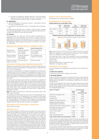 iii. The funds are available for utilization before the cut-off time without           NAME OF THE FUND MANAGER(S)
         availing any credit facility whether intra-day or otherwise, by the               Mr. Nandkumar Surti and Mr. Namdev Chougule.
         respective switch-in Scheme or Plans or options thereunder.
For Redemption                                                                             PERFORMANCE OF THE SCHEME
a. where the application is received up to 3.00 pm – closing NAV of the day                Scheme Returns as on 31st March, 2011
     of receipt of application; and
                                                                                                                 Retail          CRISIL Liquid              Super           CRISIL Liquid
b. an application is received after 3.00 pm – closing NAV of the next Business
                                                                                                                   (%)          Fund Index (%)        Institutional (%)    Fund Index (%)
     Day.
The above will be applicable only for cheques / demand drafts / payment                     Since inception      6.41%             5.89%                   7.27%              6.31%
instruments payable locally in the city in which a Designated Collection Centre             1 year               6.49%              6.21%                 6.75%                    6.21%
is located. No outstation cheques will be accepted.
                                                                                            3 years                NA                 NA                  7.04%                6.22%
For Switches
                                                                                                  Absolute returns for each financial year for the last 4 years
Valid applications for 'switch-out' shall be treated as applications for
Redemption and valid applications for 'switch-in' shall be treated as                                                  Retail    Super Institutional          CRISIL Liquid Fund Index
applications for Purchase, and the provisions of the Cut-off time and the                      10.00% –                                 9.25% 8.81%
Applicable NAV mentioned in the Offer Document as applicable to Purchase                        8.00% –                                                                            6.75%
and Redemption shall be applied respectively to the 'switch-in' and 'switch-                                                        #4.99%                                 6.49%        6.21%
                                                                                                6.00% –                         #4.81%                4.89%
                                                                                                                                                              5.15%
out' applications.                                                                                            *4.46%
                                                                                                4.00% –                *3.56%                                      3.69%

                                                                                                2.00% –
MINIMUM APPLICATION AMOUNT / NUMBER OF UNITS
                                                                                                0.00% –
                         Retail Plan                Super Institutional Plan                                   2007-08              2008-09          2009-10                  2010-11
                                                                                                                                         Financial Years
 Minimum initial         R 5,000 per application    R 1 Crore per application
 application amount      and in multiples           and in multiples                       Note: CAGR are given for more than one year. Absolute returns of the growth
                         of R 1 thereafter.         of R 1 thereafter.                     option are computed for a period of less than one year. "Since inception"
                                                                                           returns are calculated on R 10 invested at inception.
 Minimum additional      R 1,000 per application    R 1 per application and in
 application amount      and in multiples           multiples of R 1 thereafter            Past performance may or may not be sustained in future. All calculations
                         of R 1 thereafter                                                 assume that all payouts during the period have been re-invested in the units
                                                                                           of the scheme.
 Minimum redemption      R 5,000 or 500 Units       R 5,000 or 500 Units
                                                                                           Allotment dates:
 amount / no. of Units
                                                                                           *Super Institutional Plan : 21 September, 2007.
                                                                                           #Retail Plan : 16 September, 2008.
DESPATCH OF REPURCHASE (REDEMPTION) REQUEST
Redemption proceeds will be paid by cheques, marked “A/c Payee only” and                   EXPENSES OF THE SCHEME
drawn in the name of the sole holder / first-named holder (as determined by                As per the Regulations, the following fees and expenses can be charged to the
the records of the Registrar).                                                             Scheme:
The Mutual Fund will endeavour to despatch the Redemption proceeds within
3 Business Days from the acceptance of the Redemption request, but not
                                                                                           1. Initial issue expenses
beyond 10 Business Days from the date of Redemption. If the payment is not                 No initial issue expenses were charged to the scheme.
made within the period stipulated in the Regulations, the Unit Holder shall be             2. Recurring expenses
paid interest @15% p.a. for the delayed period and the interest shall be borne             These are the fees and expenses for operating the Scheme. These expenses
by the AMC.                                                                                include investment management and advisory fee charged by the AMC, the
The bank name and bank account number, as specified in the Registrar’s                     Registrar and Transfer Agents’ fee, marketing and selling costs etc. as given in
records, will be mentioned in the cheque. The cheque will be payable at par at             the table below:
all the cities having ISCs. If the Unit Holder resides in any other city, he will be       The AMC has estimated that upto 2.25% of the daily average net assets of the
paid by a demand draft payable at the city of his residence and the demand                 Scheme will be charged to the Scheme as expenses. For the actual current
draft charges shall be borne by the AMC. The proceeds may be paid by way of                expenses being charged, the investor should refer to the website of the Mutual
direct credit / NEFT / RTGS / any other manner through which the investor’s                Fund (www.jpmorganmf.com).
bank account specified in the Registrar’s records may be credited with the
Redemption proceeds.                                                                        Nature of expense                                                     % of net assets
Note: The Trustee, at its discretion at a later date, may choose to alter or add                                                                       Retail              Super
other modes of payment.                                                                                                                                 Plan        Institutional Plan
The Redemption proceeds will be sent by courier or (if the addressee city is                Investment management fee                                  0.350               0.350
not serviced by the courier) by registered post. The despatch for the purpose               Trustee fees                                               0.005               0.005
of delivery through the courier / postal department, as the case may be, shall
be treated as delivery to the investor. The AMC / Registrar are not responsible             Custodian fees                                             0.005               0.005
for any delayed delivery or non-delivery or any consequences thereof, if the                Registrar & transfer agent fees                            0.040               0.030
despatch has been made correctly as stated in this paragraph.                               Marketing & selling expenses                               0.340               0.200
                                                                                            including agent’s commission
BENCHMARK FOR PERFORMANCE COMPARISON
                                                                                            Audit fees and statutory advertisements                    0.015                 0.015
CRISIL Liquid Fund Index.
                                                                                            Unit Holder servicing, investor                            0.008                 0.008
DIVIDEND POLICY                                                                             communication expenses
The Trustee may decide to distribute by way of dividend, the surplus by way of              Costs of fund transfer                                     0.005                 0.005
realised profit, dividends and interest, net of losses, expenses and taxes, if              Service tax                                                0.039                 0.039
any, to Unit Holders in the dividend option of the Scheme if such surplus is
available and adequate for distribution in the opinion of the Trustee. The                  Other operating expenses*                                  0.093                 0.043
Trustee’s decision with regard to availability and adequacy, rate, timing and               Total annual scheme recurring expenses                     0.900                 0.700
frequency of distribution shall be final. The dividend will be due to only those
Unit Holders whose names appear in the register of Unit Holders in the dividend            * Other expenses: Any other expenses which are directly attributable to the
option of the Scheme on the record date which will be announced in advance                 Scheme may be charged with approval of the Trustee within the overall limits
in accordance with MF Regulations. The Unit Holders have the option of                     as specified in the Regulation 52(6) except those expenses which are specifically
receiving the dividend or reinvesting the same. The dividend will be reinvested            prohibited. The AMC reserves the right to change the above, both inter se or
at the Applicable NAV of the immediately following Business Day. The AMC                   in total, subject to prevailing Regulations.
shall dispatch to the Unit Holders, the dividend warrants within 30 (thirty)               These estimates have been made in good faith as per the information available
days of the date of declaration of dividend. The dividend distribution procedure           to the AMC based on past experience and are subject to change inter-se. Types
shall be in accordance with the Regulations.                                               of expenses charged shall be as per the SEBI (MF) Regulations.

                                                                                       7
 