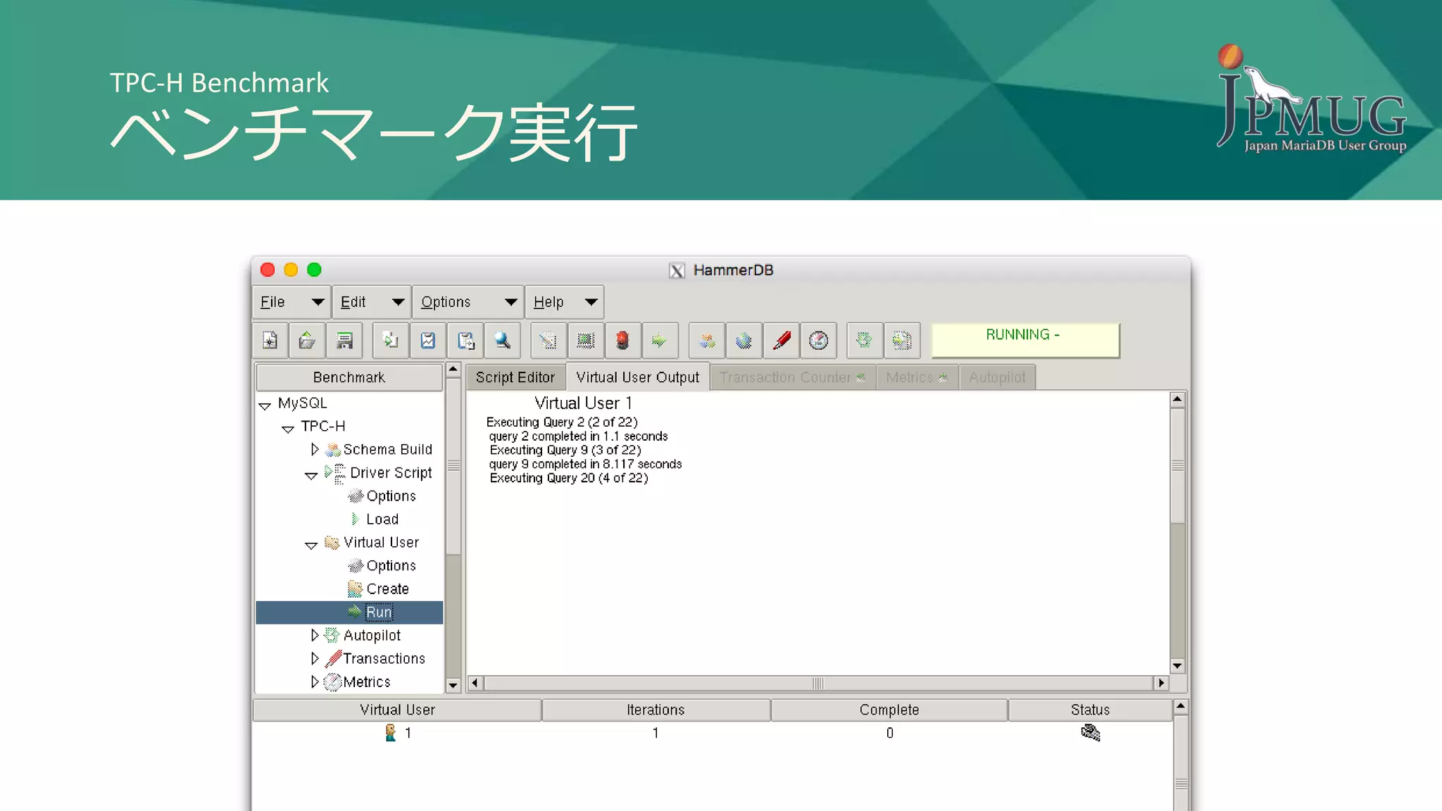 TPC-H Benchmark
ベンチマーク実行
 